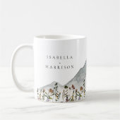 HEIDI 水彩画の山の野の花の結婚式ギフト コーヒーマグカップ (左)