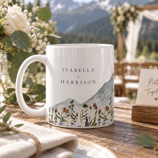 HEIDI 水彩画の山の野の花の結婚式ギフト コーヒーマグカップ