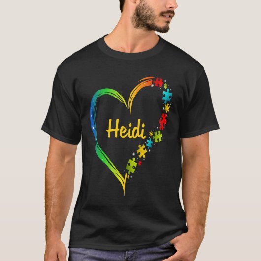 Heidi autism awareness heart puzzle idea 2020 tシャツ (正面)