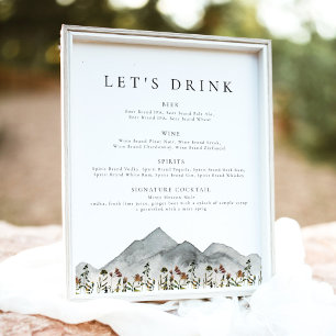 HEIDI Boho Mountain Flower Let's Drinkバーメニュー ポスター