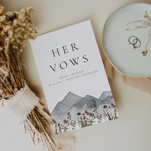 HEIDI Boho Mountain Wilflower Her 結婚's Vows カード