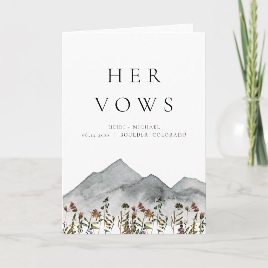 HEIDI Boho Mountain Wilflower Her 結婚's Vows カード (正面)