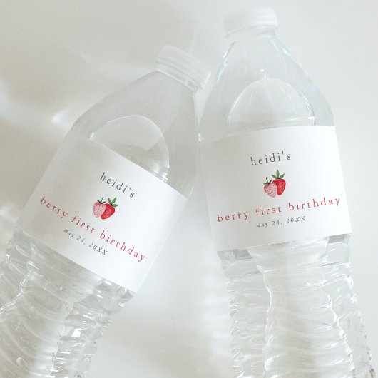 HEIDI Cute Strawberry Girl Berry First Birthday ペットボトルラベル