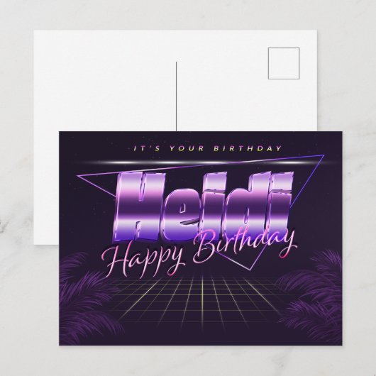 Heidi Name Vorname lila Postkarte Geburtstag ポストカード (正面/裏面)