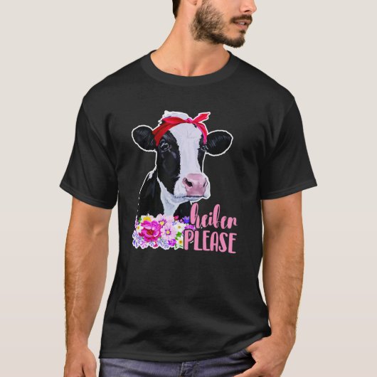 Heifer Please Cute Cow Wearing Glasses And Turban Tシャツ (正面)
