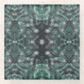 Heights Dark Green Abstract Watercolor Art ガラスコースター (正面)