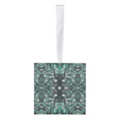 Heights Dark Green Abstract Watercolor Art キューブオーナメント (右)