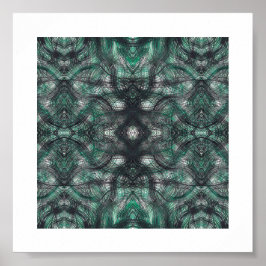 Heights Dark Green Abstract Watercolor Art ポスター