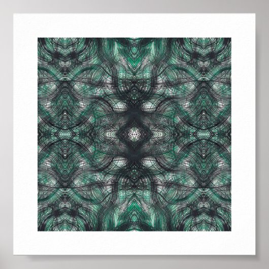 Heights Dark Green Abstract Watercolor Art ポスター (正面)