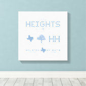 Heights Design Collection、ブルータイル、ヒューストンTX キャンバスプリント (インサイチュ (ウッドフロア))
