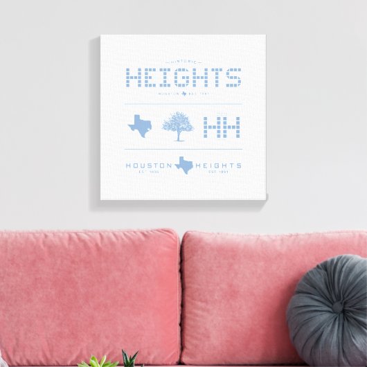 Heights Design Collection, Blue Tile, Houston TX キャンバスプリント (インサイチュ (リビング))