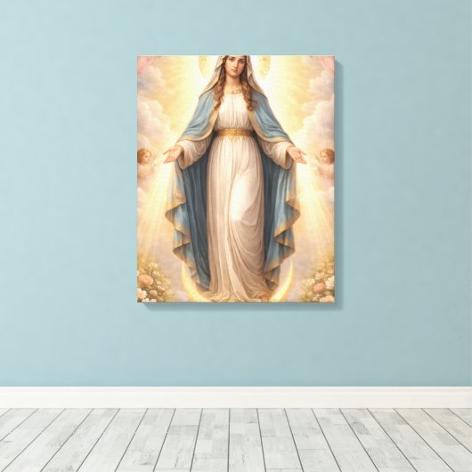 Heilige Mutter Gottes Göttliche Liebe & Schutz´11 キャンバスプリント (インサイチュ (ウッドフロア))