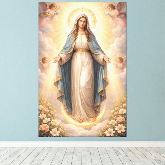 Heilige Mutter Gottes Göttliche Liebe & Schutz´11 キャンバスプリント (インサイチュ (ウッドフロア))