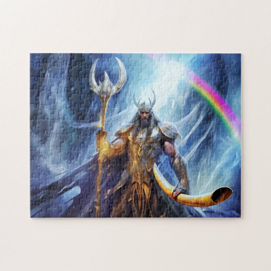 Heimdall and horn Gjallarhorn at bifrost bridge ジグソーパズル (横)