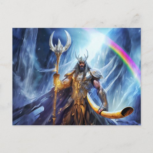 Heimdall and horn Gjallarhorn at bifrost bridge ポストカード (正面)