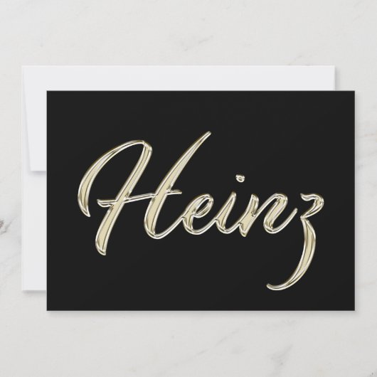 Heinz Name white gold Handwriting Karte カード (正面)