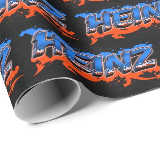 Heinz Vorname Name Graffiti blue orange ラッピングペーパー (ロールコーナー)