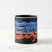 Heinz Vorname Name Graffiti blue orange Tasse マグカップ (中央)