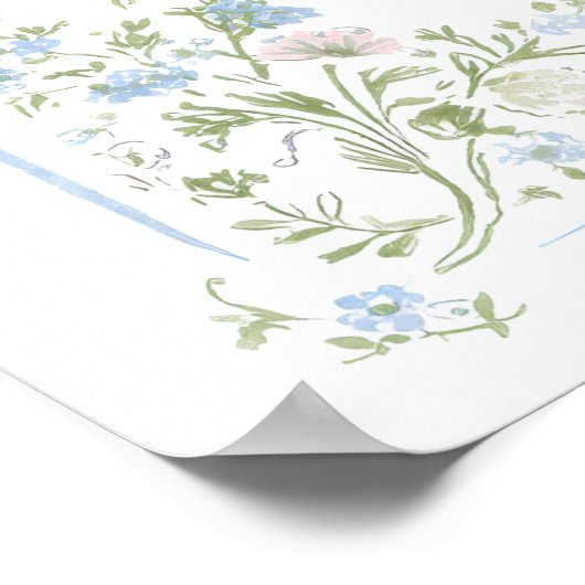 Heirloom Hydrangea Bridal Shower Welcome Poster ポスター (角)