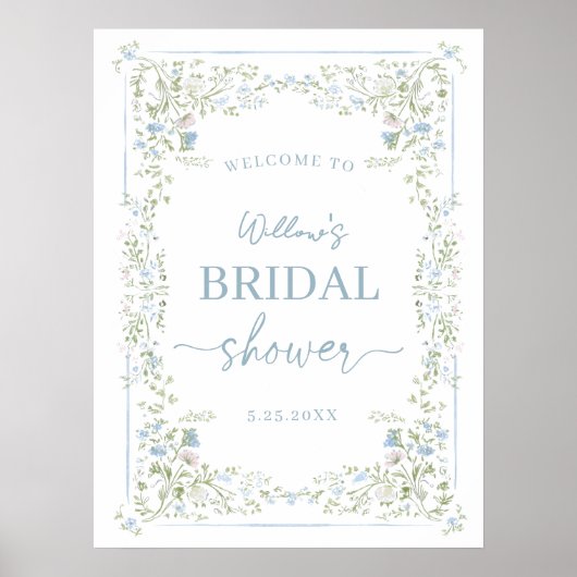 Heirloom Hydrangea Bridal Shower Welcome Poster ポスター (正面)