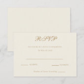 Heirloom Ivory & Antique Gold Wedding Response 出欠カード (正面/裏面)