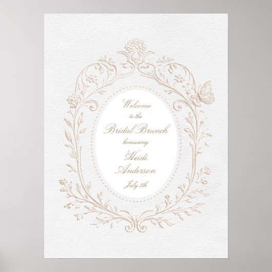 Heirloom Rococo Bridal Shower Brunch Welcome Sign ポスター (正面)