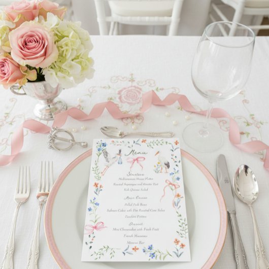 Heirloom Rose and Stork Baby Shower  メニュー
