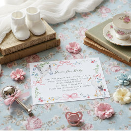 Heirloom Rose Ribbon and Stork Books for Baby  エンクロージャーカード