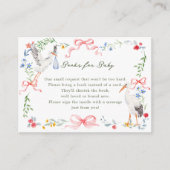 Heirloom Rose Ribbon and Stork Books for Baby エンクロージャーカード (正面)