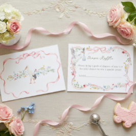 Heirloom Rose Ribbon and Stork Diaper Raffle  エンクロージャーカード