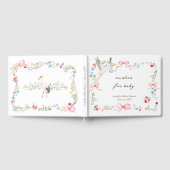 Heirloom Rose Ribbon Stork Baby Shower Guestbook ゲストブック (全面)