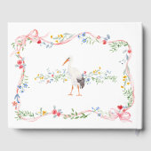 Heirloom Rose Ribbon Stork Baby Shower Guestbook ゲストブック (裏面)