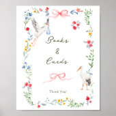 Heirloom Rose & Ribbon Stork Books and Cards ポスター (正面)