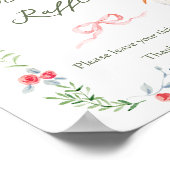 Heirloom Rose & Ribbon Stork Diaper Raffle ポスター (角)