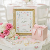 Heirloom Rose & Ribbon Stork Diaper Raffle ポスター