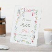 Heirloom Rose & Ribbon Stork Diaper Raffle 台座サイン (インサイチュ)