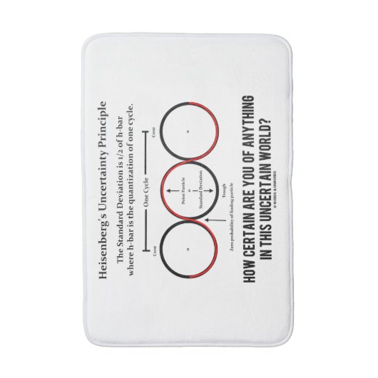 Heisenbergの不確定性原理の物理学のユーモア バスマット (正面縦)