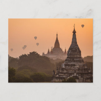 Heißluftballons über Bagan in Myanmar Postkarte ポストカード