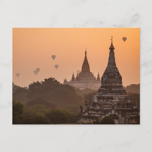 Heißluftballons über Bagan in Myanmar Postkarte ポストカード (正面)