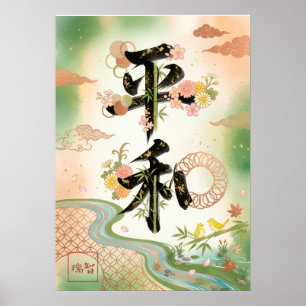 Heiwa: Elegant Calligraphy "Peace" Art260010017 ポスター