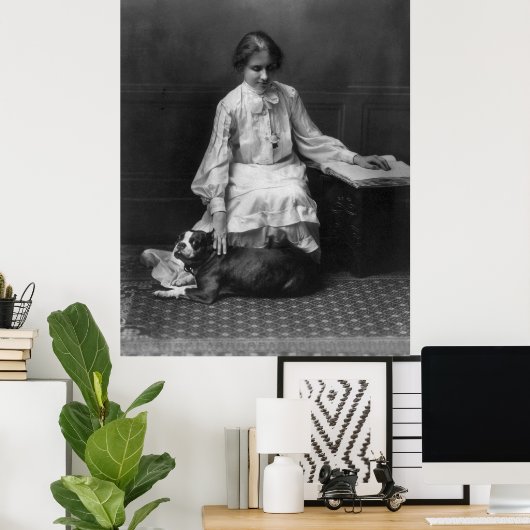 Helen Keller Reading Braille, 1904 ポスター (ホームオフィス)