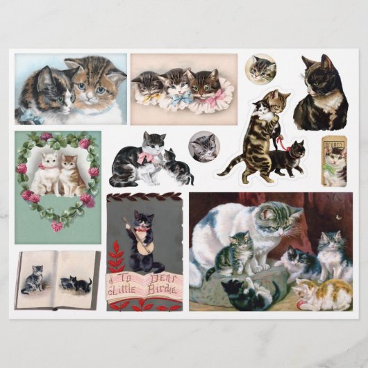 Helena Maguire Vintage Cat Art Ephemera Fussy Cuts (正面)