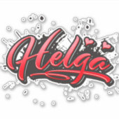 Helga red Heart Graffiti Aufkleber Sticker シール (正面)