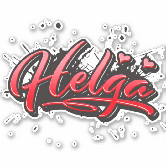 Helga red Heart Graffiti Aufkleber Sticker シール (正面)