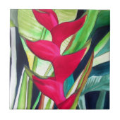 Heliconiaのロブスターの爪の熱帯水彩画の花 タイル (正面)