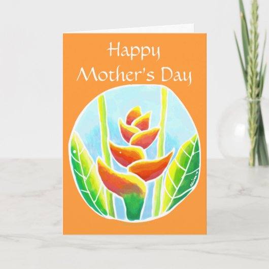 Heliconiaの熱帯花のMothersDayカードテンプレート カード (正面)