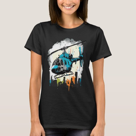 Helicopter over the city  graffiti tシャツ (正面)