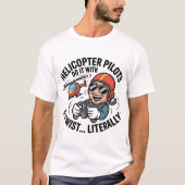 Helicopter Pilot Cartoon Mascot Tシャツ (正面)