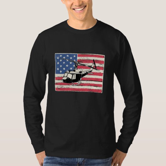 Helicopter pilot for men gift american flag patrio tシャツ (正面)