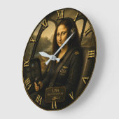 Helicopter Pilot Funny Mona Lisa Aviation Gift ラージ壁時計 (傾斜)